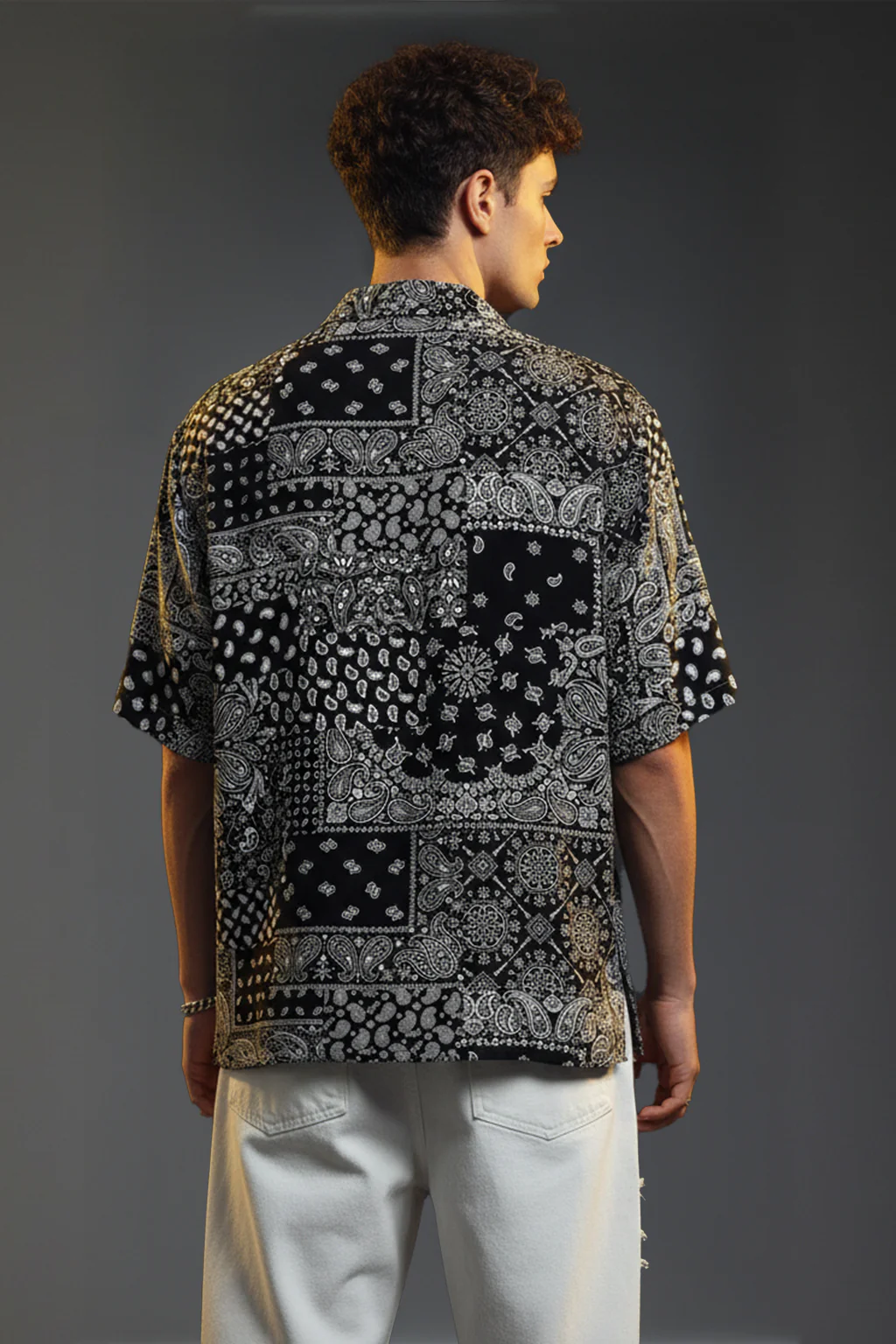 Monochrome Mosaic Black All Over Print Oversized Exclusive Shirt