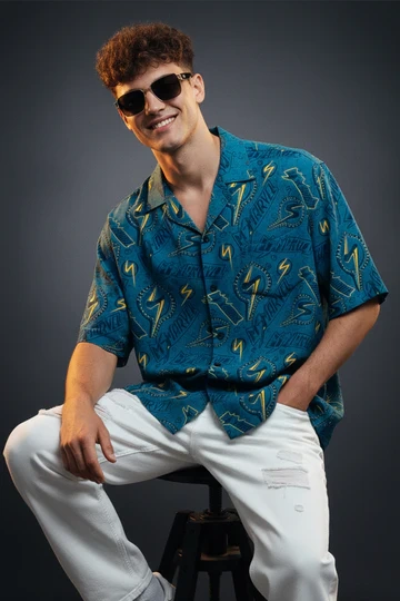 Lightning Bolt Blue All Over Print Oversized Exclusive Shirt