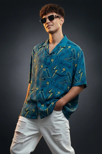 Lightning Bolt Blue All Over Print Oversized Exclusive Shirt