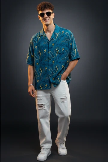 Lightning Bolt Blue All Over Print Oversized Exclusive Shirt