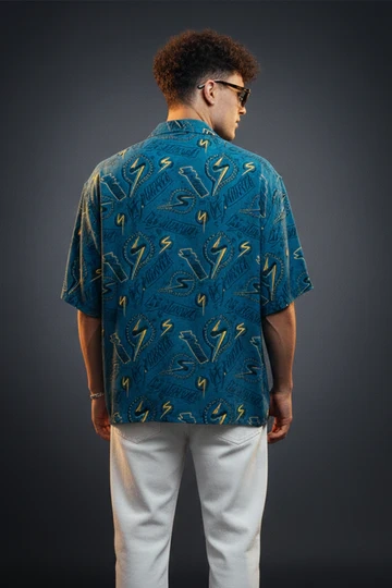 Lightning Bolt Blue All Over Print Oversized Exclusive Shirt